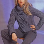 Экстравагантный вязаный пуловер с асимметричными рукавами