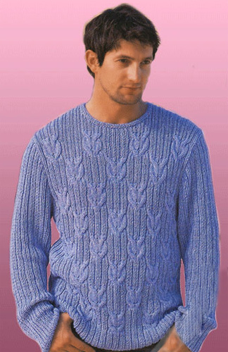 Вязаный мужской пуловер с рельефным узором