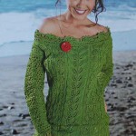 Летний зеленый вязаный пуловер