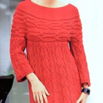 Красное вязаное платье с круглой кокеткой